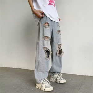 青春流行ins男直筒水洗牛仔裤 P40图片
