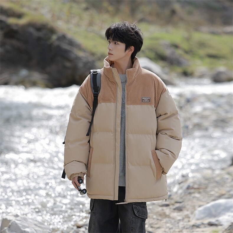 冬季青少年灯芯绒立领拼接外套休闲百搭面包服棉服5302-P78图片