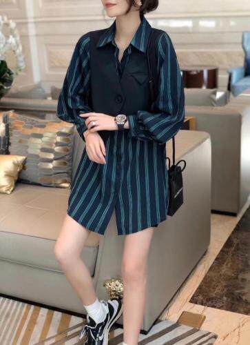 【现货】秋季新款条纹马甲两件套，女装马夹，1+9