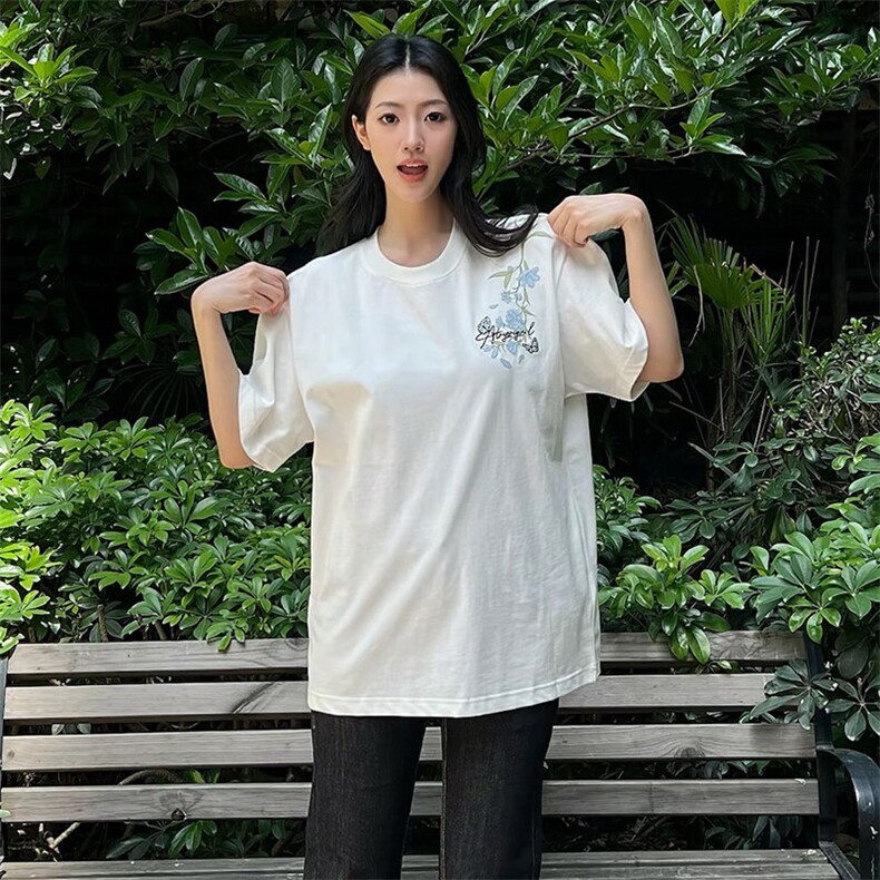 万针全刺绣解构设计260克重磅双纱纯棉高品质美式高街短袖T恤特35,男装T恤,电商A486