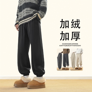 秋冬加绒加厚百搭束脚裤厚实垂顺长裤时尚潮牌 K77-1特批-40图片