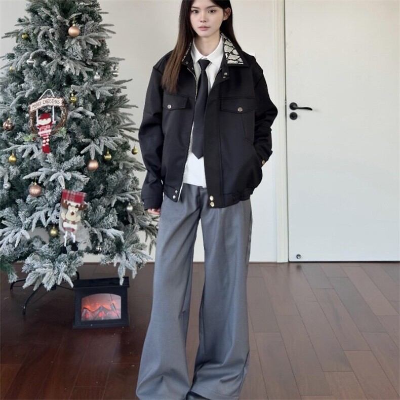 春秋季蛇年限定白蛇翻领宽松夹克男女美式复古休闲情侣棒球服外套,男装夹克,星座506A