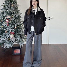 春秋季蛇年限定白蛇翻领宽松夹克男女美式复古休闲情侣棒球服外套，男装夹克，星座506A