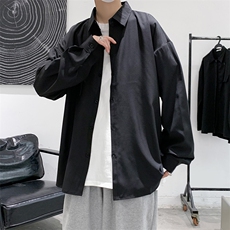 坠感纯色内搭长袖衬衫男港风春季外穿衬衣C620/P27，男装衬衫，电商D202-1