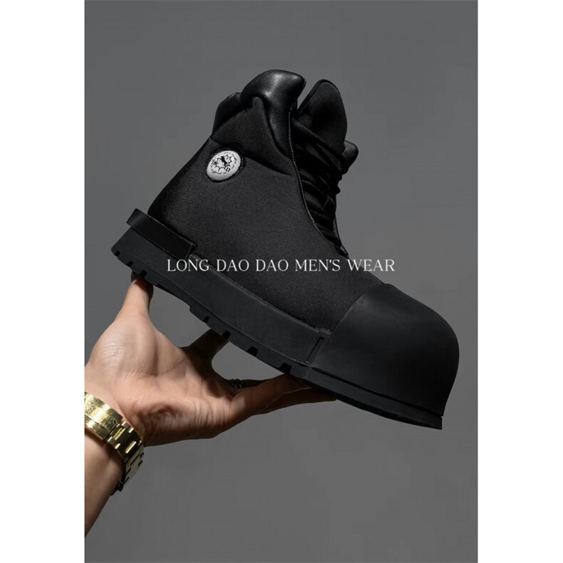 龙叨叨秋季潮流美式设计厚底增高系带高帮大圆头休闲板鞋XD01p145，男鞋靴子，电商D256A(原A064A)