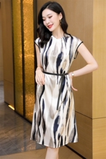 重磅真丝连衣裙女夏季2025新款复古水墨印花高端缎面法式桑蚕丝裙，女装连衣裙，阿舍尔精品
