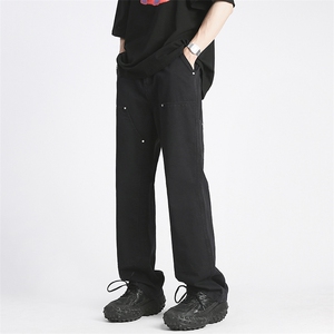 夏季美式高街vibe铆钉伐木裤男款宽松直筒休闲工装裤D0987 P55图片
