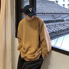 2024秋冬字母印花男士麂皮套头卫衣WY113/P58控78-90涤纶10氨纶，男装卫衣，电商A148