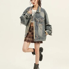 文艺时尚牛仔外套男春秋美式潮牌夹克慵懒潮流新款原宿HH3361P82，男装工装外套，星座1013-5