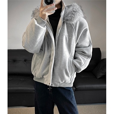美式复古潮流毛领连帽棉衣男女情侣款冬季加厚保暖呢子棉衣服外套，男装棉衣，星座410-6（原星座1304-1）