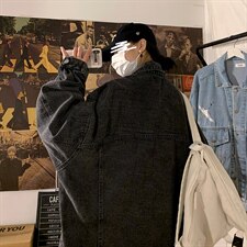 2021秋季新港风海报墙日系大码男仙鹤刺绣牛仔夹克外套NJ125-P70，男装夹克，电商A001