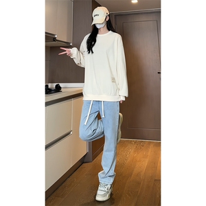 2024 春季新款 女模内景大码灯芯绒圆领卫衣M-5X HW24033-特P25图片