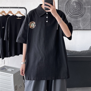 港风polo衫休闲潮大码情侣男女风翻领短袖T恤DP7034P35控图片