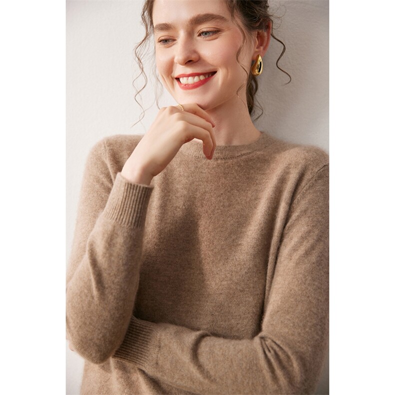 2025年秋季常规款套头圆领花边时尚百搭通勤长袖,针织衫/毛衣,宛咚羊绒