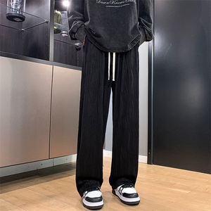 8XL-M 特大码冰丝褶皱肌理感裤子男韩版潮流百搭拖地裤K951P48图片