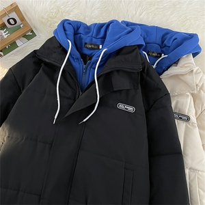 冬季潮流百搭面包服外套假两件棉服港风bf拼接连帽棉衣 W7969-P76图片