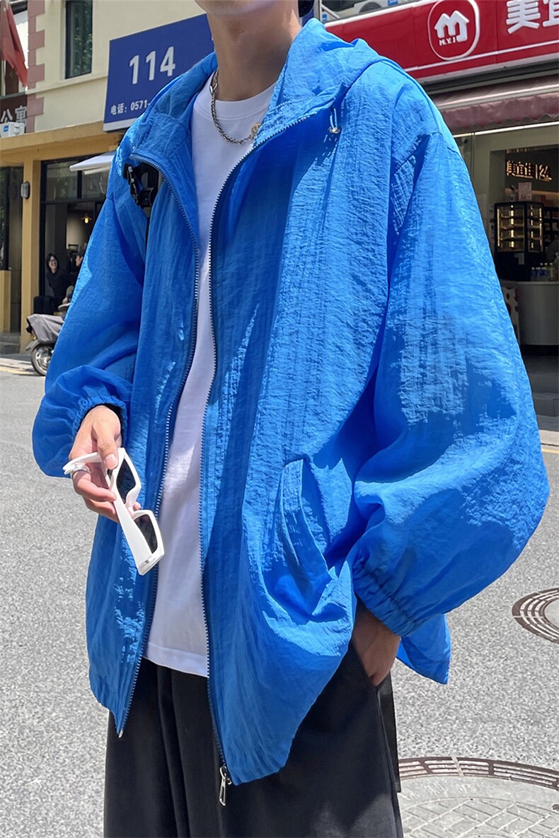 港风冰丝防晒衣男薄款连帽夹克男户外潮牌防晒服男FS7778P45控68,男装夹克,星座226-1