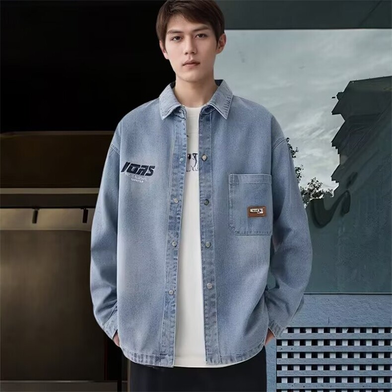 男水洗牛仔长袖衬衫春秋季新款休闲外套JK45-P52,男装衬衫,星座208-5