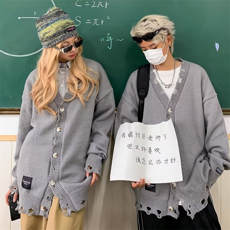 日系慵懒风复古毛衣开衫外套男秋季宽松外穿针织衫上衣MA702-p50,男装针织衫/毛衣,星座1008-1