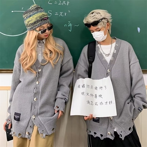日系慵懒风复古毛衣开衫外套男秋季宽松外穿针织衫上衣MA702-p50