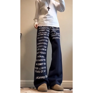 时尚纯色字母印花休闲裤，A061-AX01699-特P40-视频截图图片