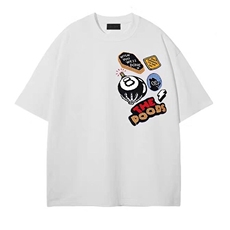 万针全刺绣工艺得物抖音高品质260克纯棉双纱美式高街短袖T恤P33，男装T恤，电商A486-1