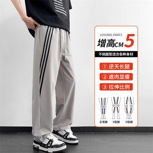 直筒卫裤男春秋季美式潮牌设计感宽松阔腿运动休闲长裤图片