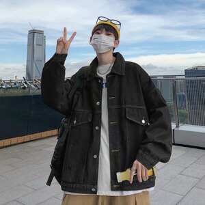 2024春秋季复古水洗牛仔外套上衣男装新款渐变设计感夹克X302/P6图片