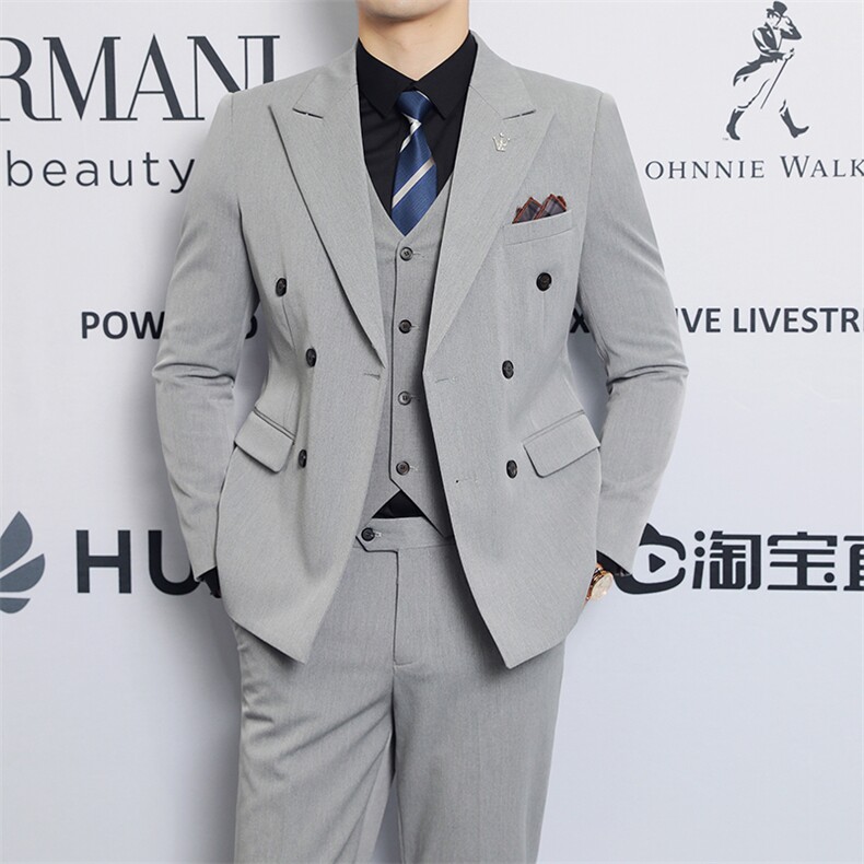 2025新款男士商务休闲三件套双排扣西服2206-P220,男装西服,星座311B