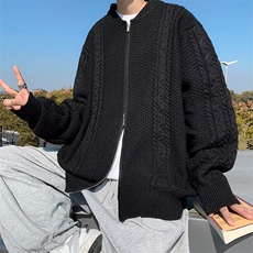 2023冬季潮小众拉链针织开衫男麻花扭花棒球领毛衣外套M1231-P58，男装针织衫/毛衣，星座512-2