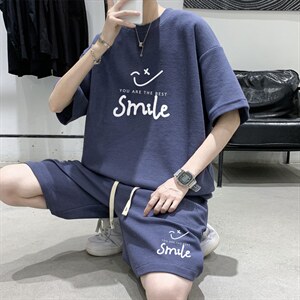 ！数据超好！2022夏季新款男士华夫格短袖T恤套装HTZ01P50图片