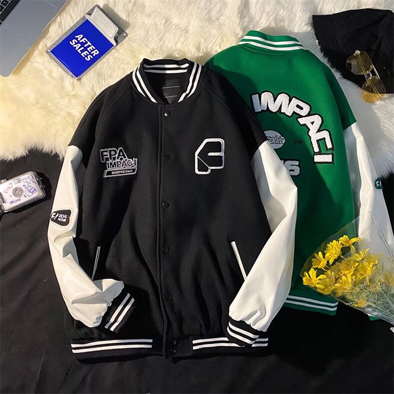 潮流夹克潮男春季毛呢拼皮棒球服X82P65,男装夹克,星座1116-2