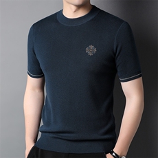 F81522钱塘2020-1夏季薄款男士圆领短袖T恤时尚潮流针织上衣P77，男装T恤，钱塘207-1