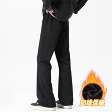 秋冬季垂感显瘦加绒保暖微喇斜切弯刀百搭潮时尚休闲裤25109-P39，男装棉衣，电商B306