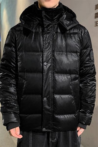 新款宽松休闲外套男士冬季连帽加厚保暖羽绒服中青年时尚潮流上衣图片