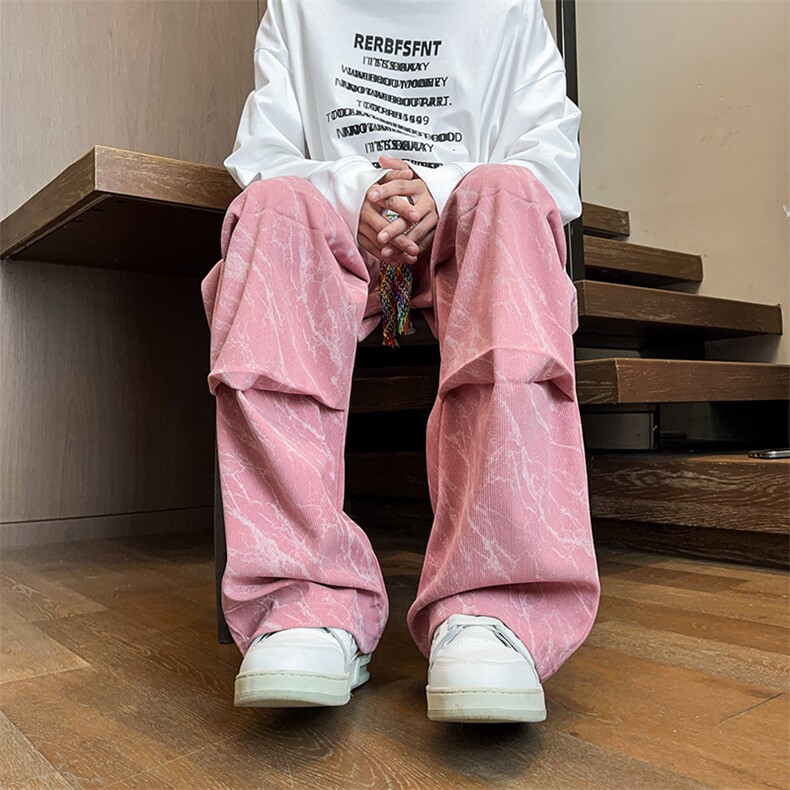 311B-1-1950-P37控69大码秋冬扎染裤休闲宽松直筒拖地裤长裤,男装休闲裤,星座311B-1