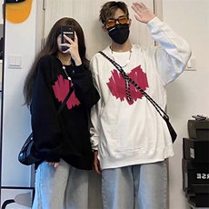 春秋季roora情侣装卫衣男女学生爱心宽松圆领上衣W8008-P33官图，男装T恤，电商B245