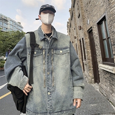 美式垫肩水洗牛仔夹克男秋冬ins潮牌复古感小众情侣款高级感外套，男装夹克，星座505-2（原电商A260-1)