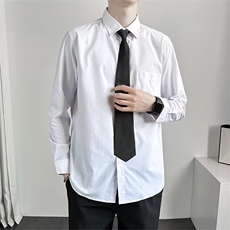 [006]衬衫男长袖宽松衬衣领带休闲青少年外套A079-CS2203-P25，男装衬衫，电商A079