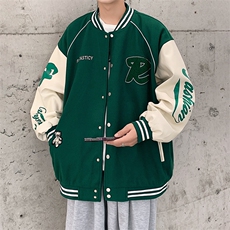 港风上衣夹克宽松落肩拼色棒球服外套JK711-P68，男装夹克，星座1204-3