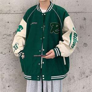 港风上衣夹克宽松落肩拼色棒球服外套JK711-P68