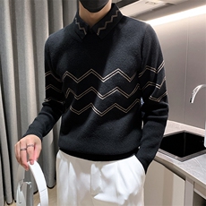 店主风小伙男士衬衫领套头假二件针织毛衣男301A-1/M61/P75控95，男装针织衫/毛衣，星座301A-1