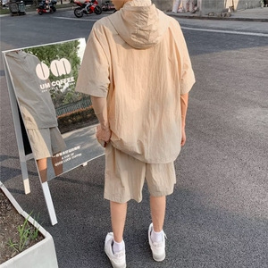 连帽日系休闲运动套装男夏季潮牌速干冰丝男士穿搭一整套TZ64-P58图片