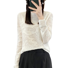 优雅女装羊毛半高领毛衣秋冬新款修身显瘦针织衫，女装羊毛衫，科源羊绒
