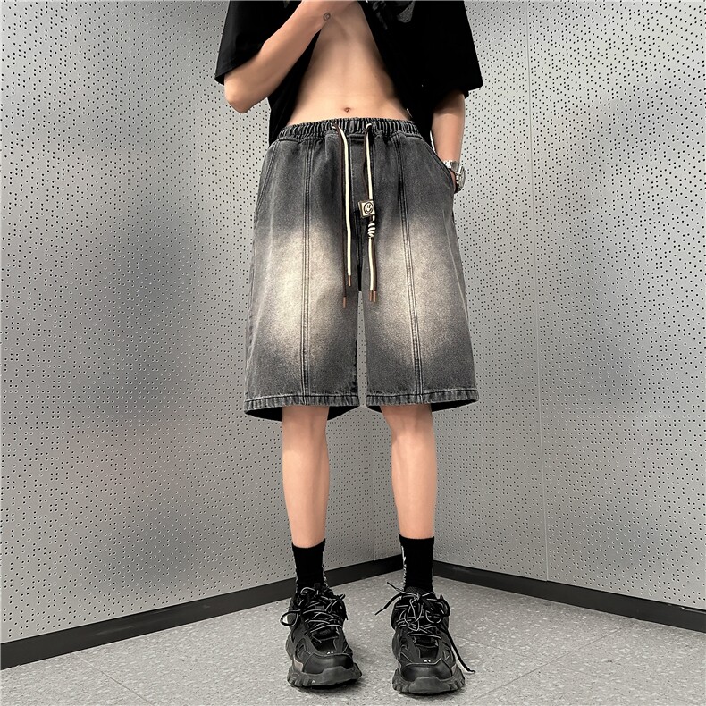 双色水洗牛仔短裤2023夏季新款休闲五分裤B315-K23211-P45控58,男装牛仔裤,电商B315