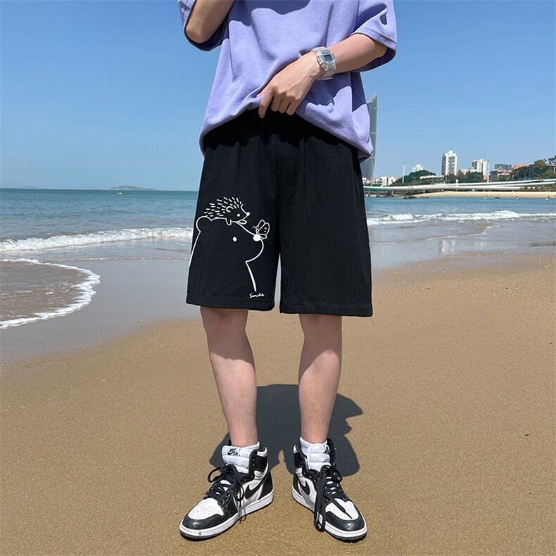 YD33166-P25 港风潮牌亚麻短裤男大码棉麻五分裤男中裤沙滩裤图片