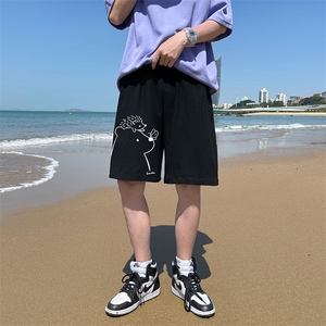 YD33166-P25 港风潮牌亚麻短裤男大码棉麻五分裤男中裤沙滩裤图片