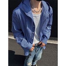 防紫外线弯刀袖格子衬衫男夏季新款冰丝轻薄透气钓鱼服C7011，男装衬衫，星座1116A（原606A-3）