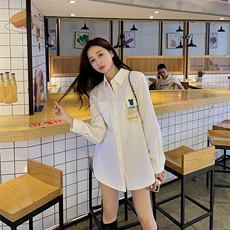 POLO领宽松型衬衫百搭设计感宅萌系西域风城市机能风大码春秋衬衣，女装衬衫，梦懿尔