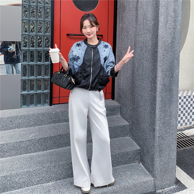 【大货】牛仔刺绣拼皮短外套2C057-918-P175-K288,女装短外套,2C057